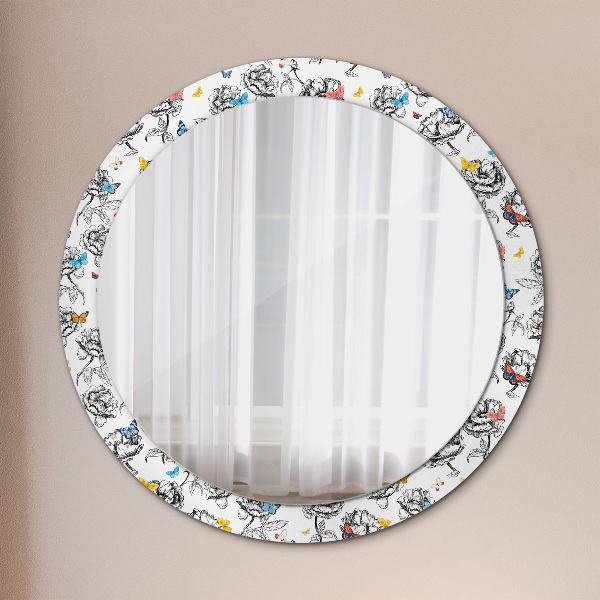 Round printed mirror Butterfly