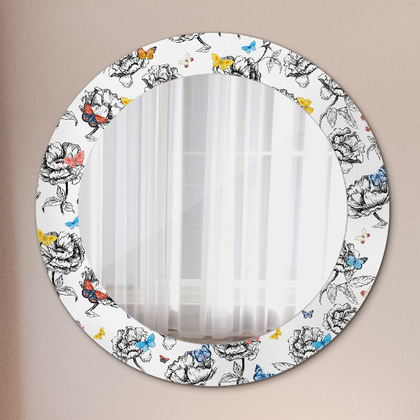 Round printed mirror Butterfly