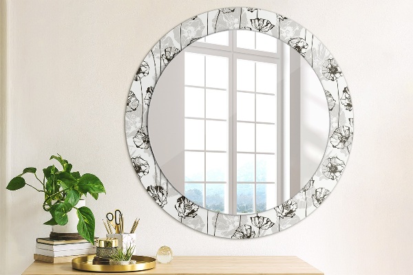 Round printed mirror Maki flowers