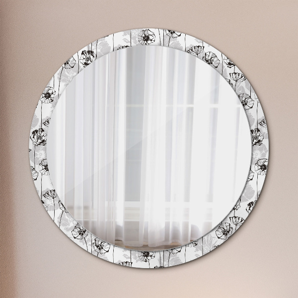 Round printed mirror Maki flowers