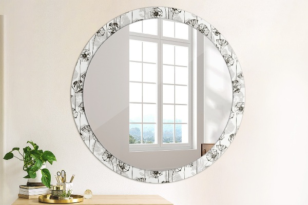 Round printed mirror Maki flowers
