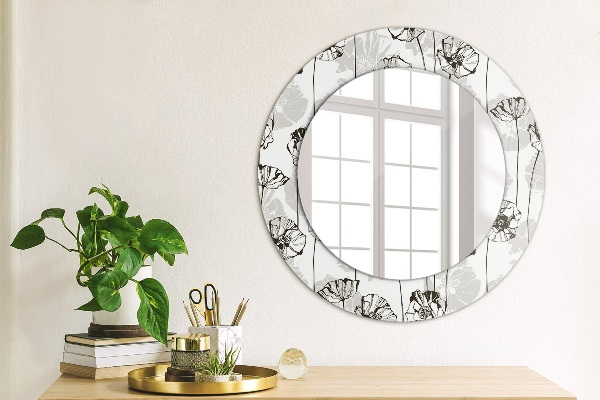 Round printed mirror Maki flowers