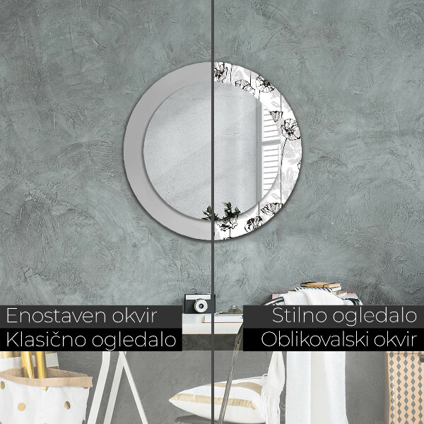 Round printed mirror Maki flowers