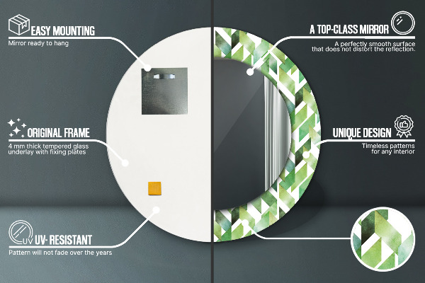 Round printed mirror Herringbone