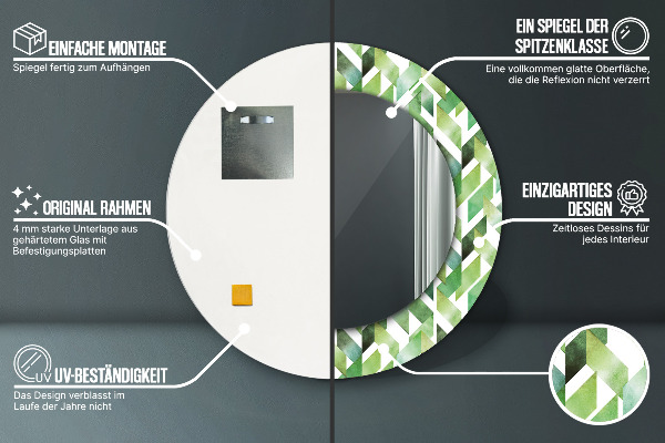 Round printed mirror Herringbone