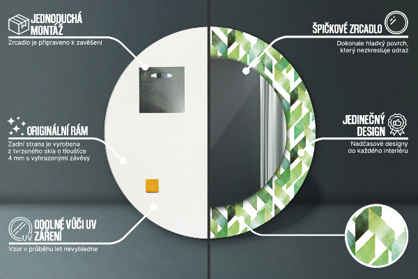 Round printed mirror Herringbone