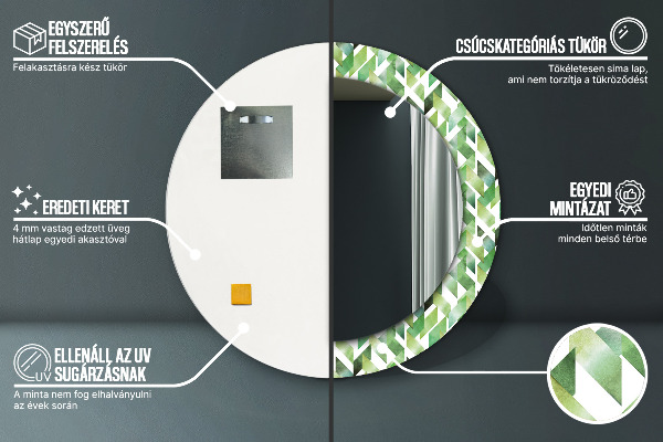 Round printed mirror Herringbone