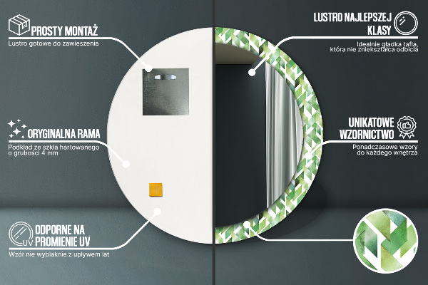 Round printed mirror Herringbone