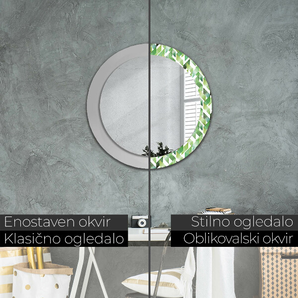 Round printed mirror Herringbone