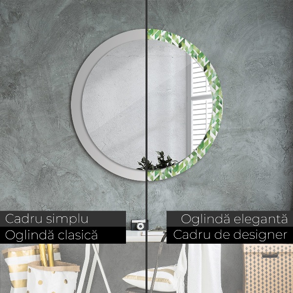 Round printed mirror Herringbone