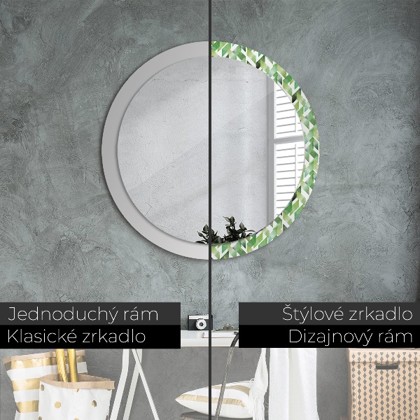 Round printed mirror Herringbone