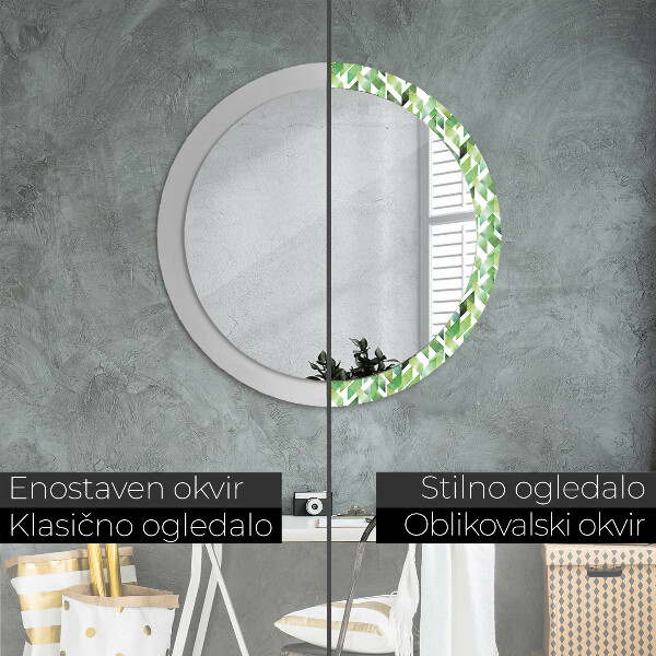 Round printed mirror Herringbone