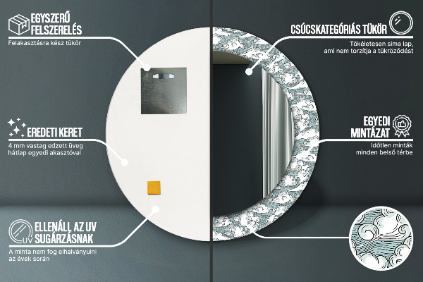 Round printed mirror Clouds