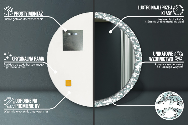 Round printed mirror Clouds