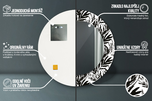 Round printed mirror Monster