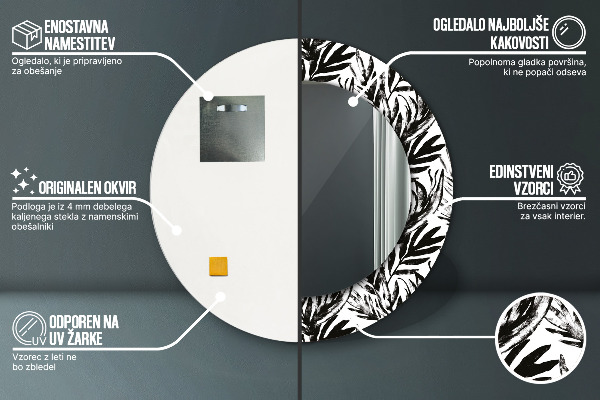 Round printed mirror Monster