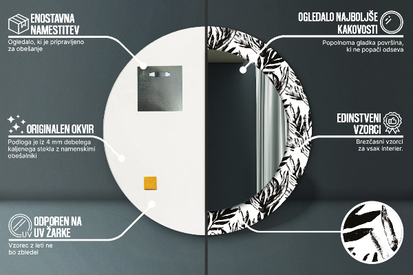 Round printed mirror Monster