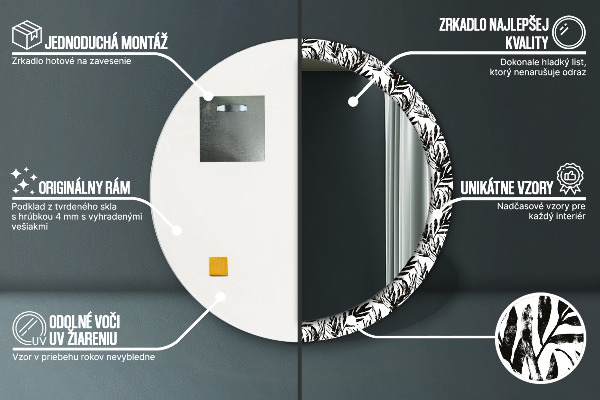 Round printed mirror Monster