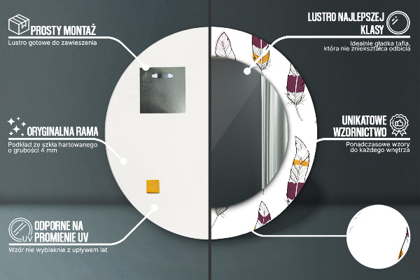 Round wall mirror decor Feathers