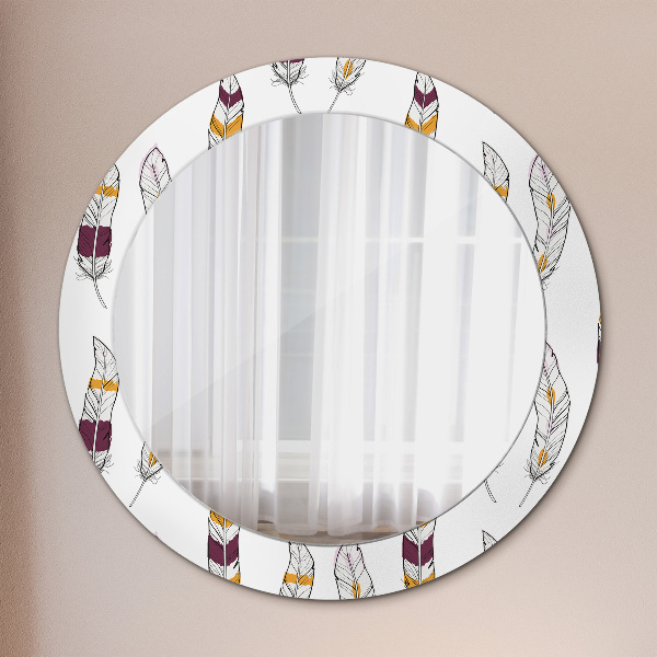 Round wall mirror decor Feathers