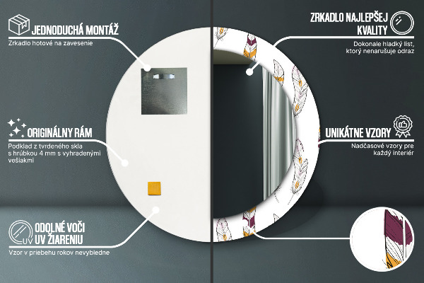 Round wall mirror decor Feathers