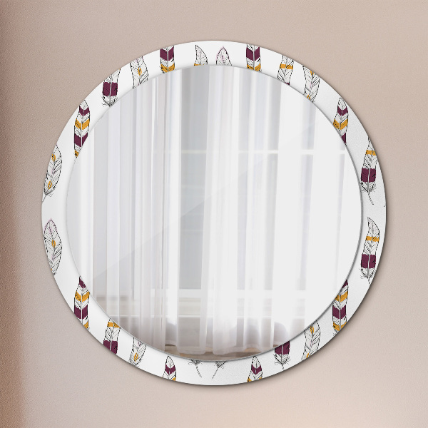 Round wall mirror decor Feathers