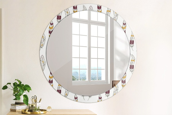 Round wall mirror decor Feathers