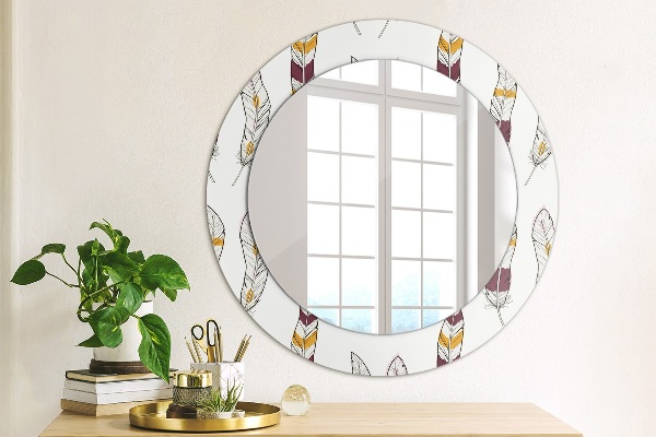 Round wall mirror decor Feathers