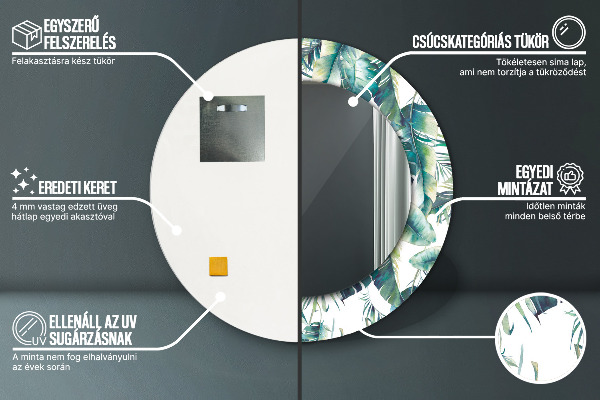 Round wall mirror decor Leaves