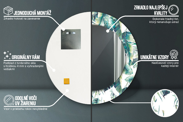 Round wall mirror decor Leaves