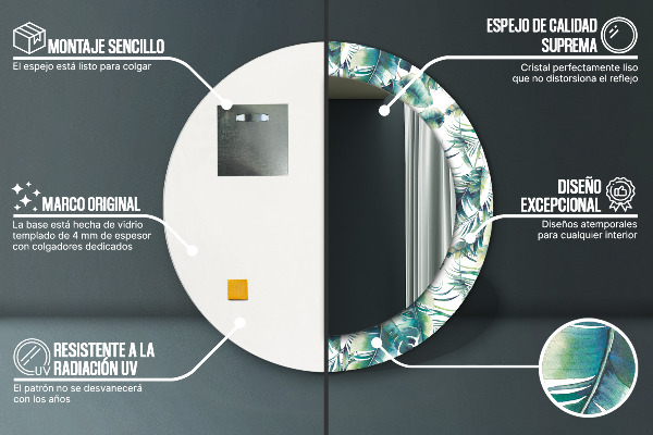 Round wall mirror decor Leaves