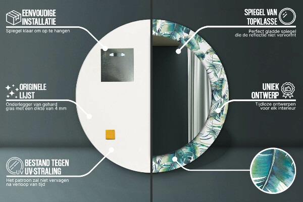 Round wall mirror decor Leaves