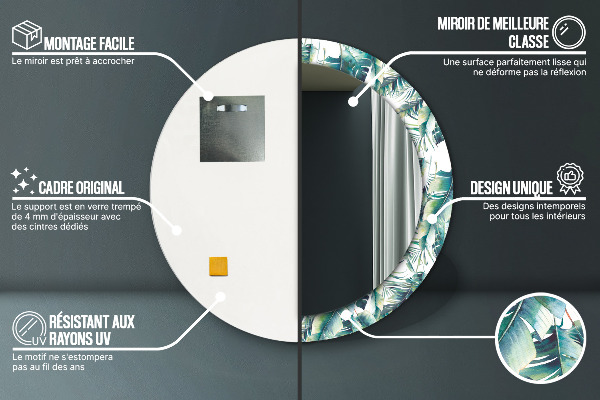 Round wall mirror decor Leaves