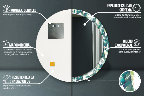 Round wall mirror decor Leaves