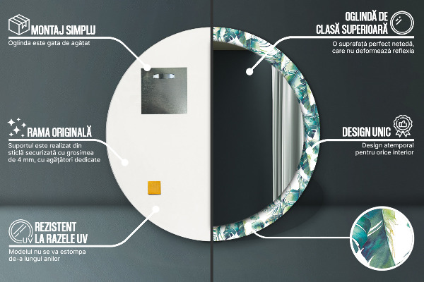 Round wall mirror decor Leaves