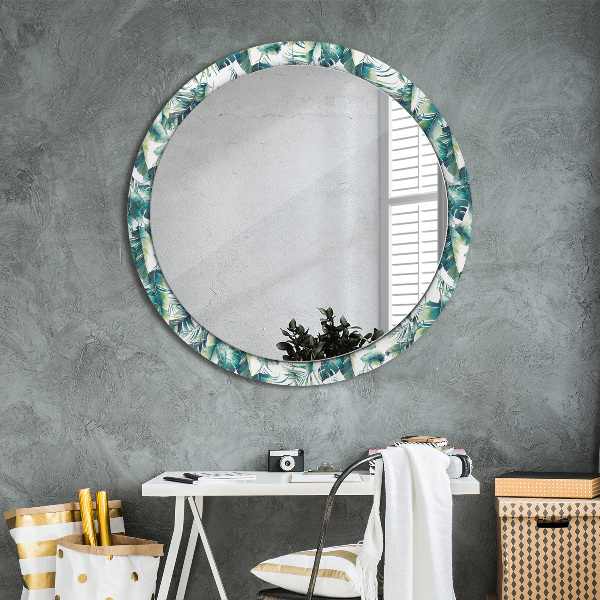 Round wall mirror decor Leaves