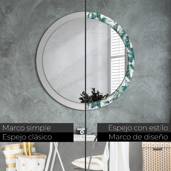 Round wall mirror decor Leaves