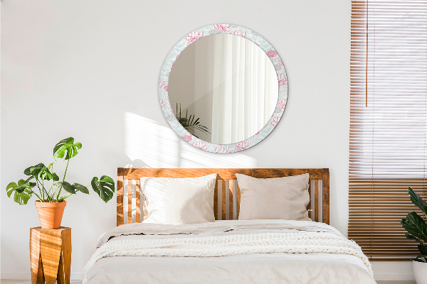 Round mirror frame with print Flowers