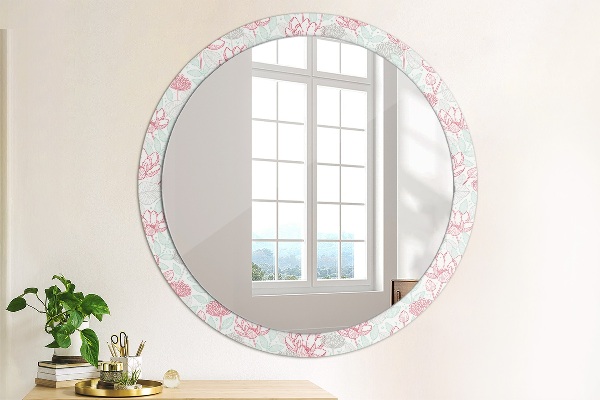Round mirror frame with print Flowers