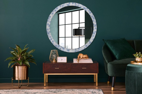 Round mirror frame with print Load branches