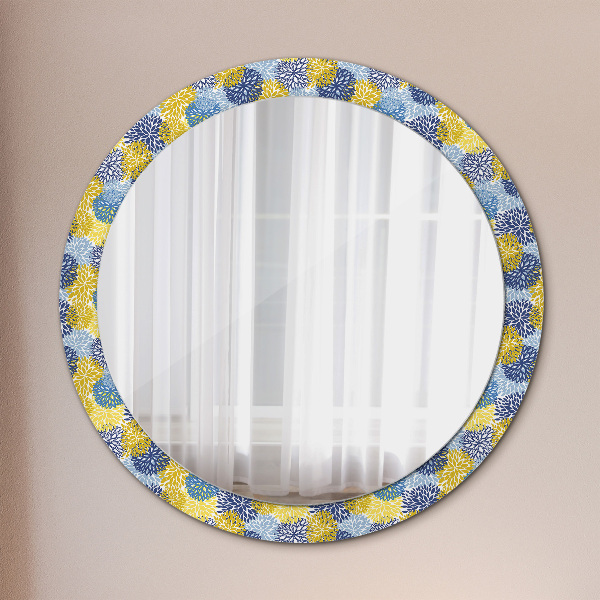 Round mirror frame with print Blue flowers