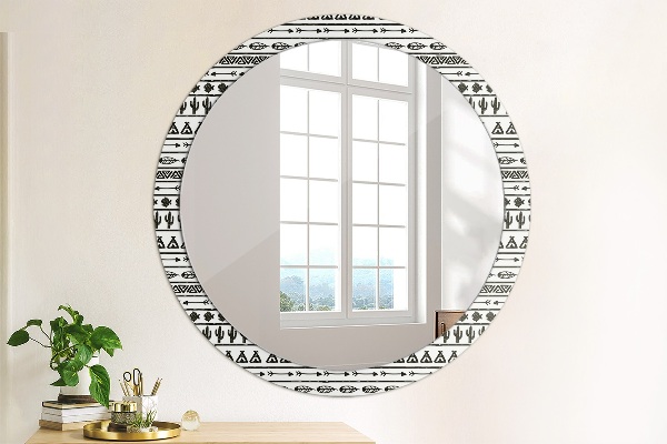Round mirror frame with print Boho minimalist