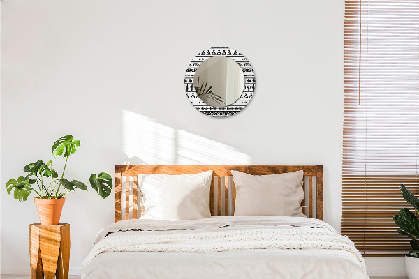 Round mirror frame with print Boho minimalist