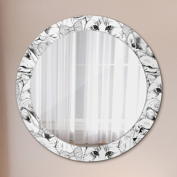 Round mirror frame with print Pets cats