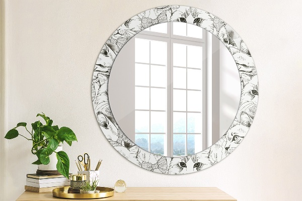 Round mirror frame with print Pets cats