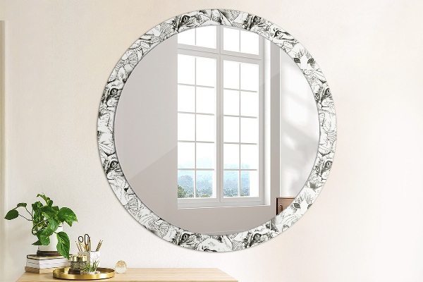 Round mirror frame with print Pets cats