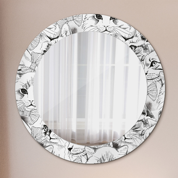 Round mirror frame with print Pets cats