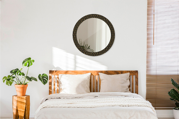 Round mirror frame with print Hexagonal geometry
