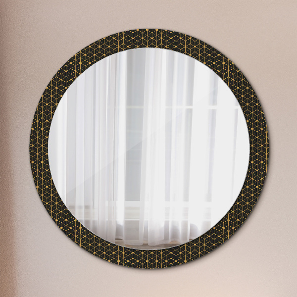 Round mirror frame with print Hexagonal geometry