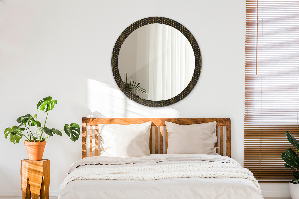 Round mirror frame with print Hexagonal geometry